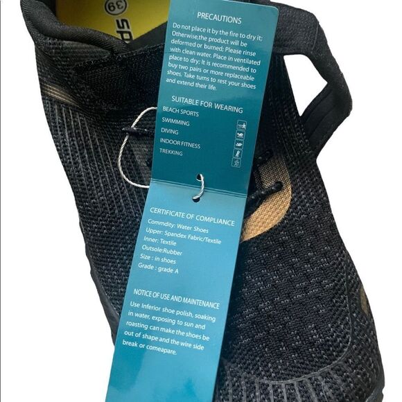 Ning Sports Black & Gold Bungee Lace Water Shoes Size 39 - Picture 10 of 10